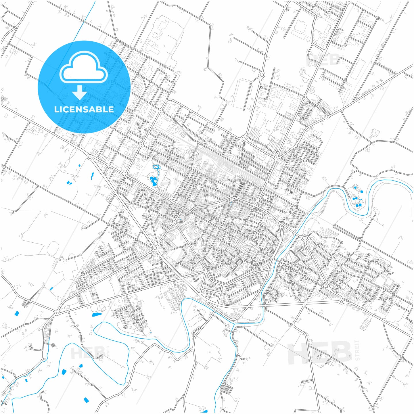 Faenza, Emilia-Romagna, Italy, city map with high quality roads.