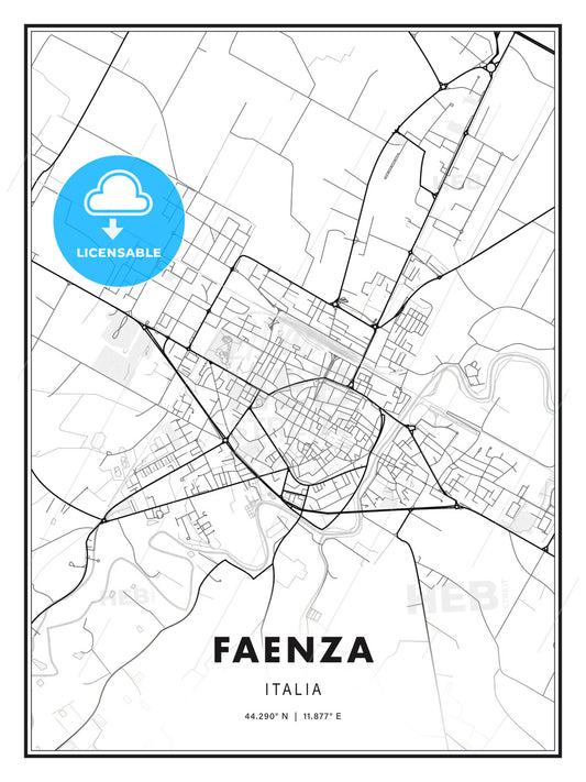 Faenza, Italy, Modern Print Template in Various Formats - HEBSTREITS Sketches