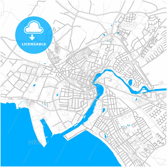 Falkenberg, Sweden, city map with high quality roads.