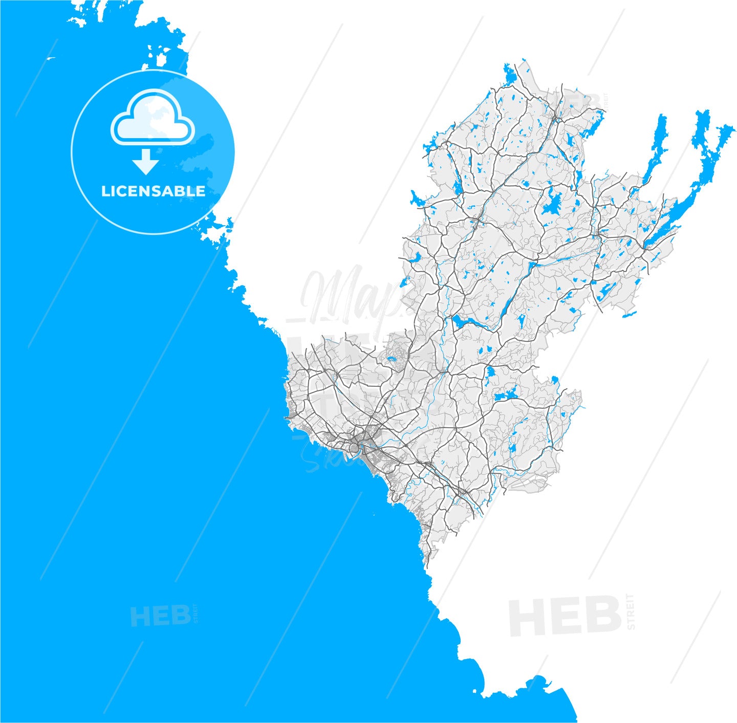 Falkenberg, Sweden, high quality vector map