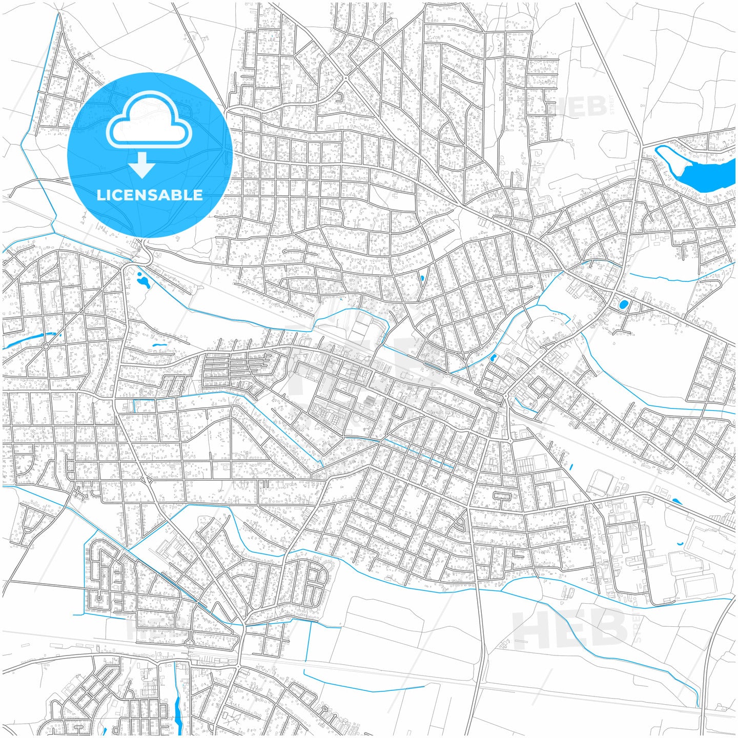 Falkensee, Brandenburg, Germany, city map with high quality roads.