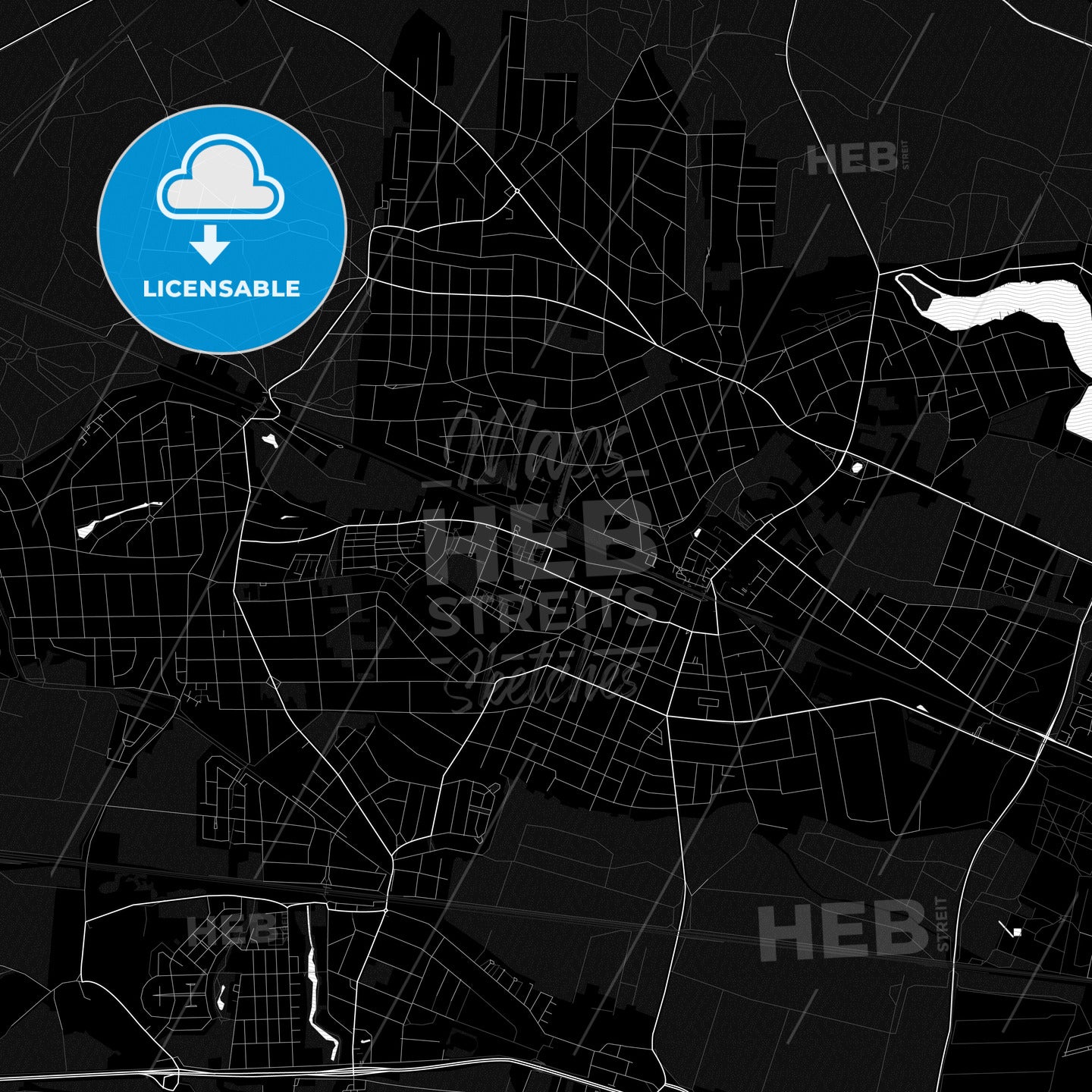 Falkensee, Germany Pdf Vector Map Black And White – HEBSTREITS