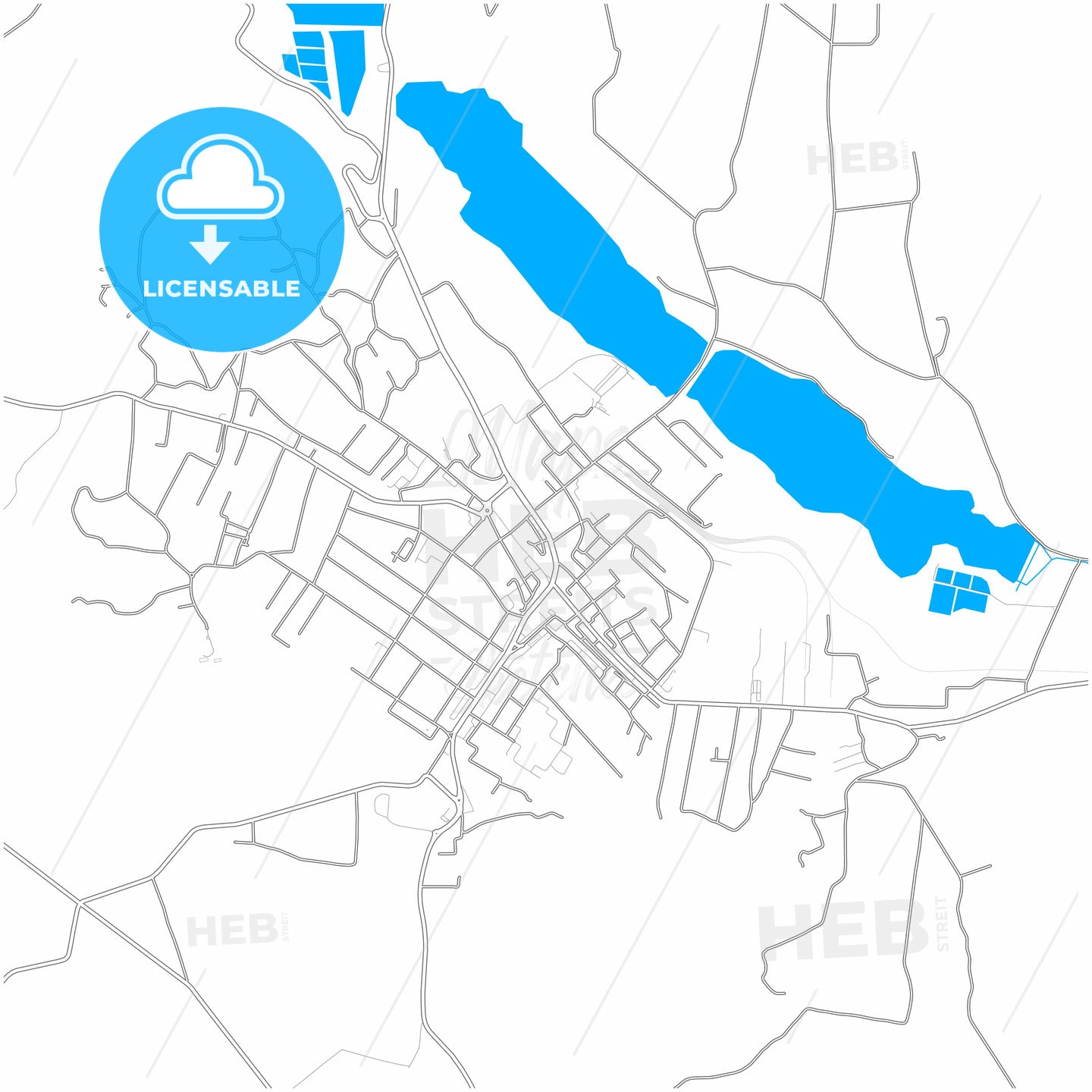 Fălticeni, Suceava, Romania, city map with high quality roads.