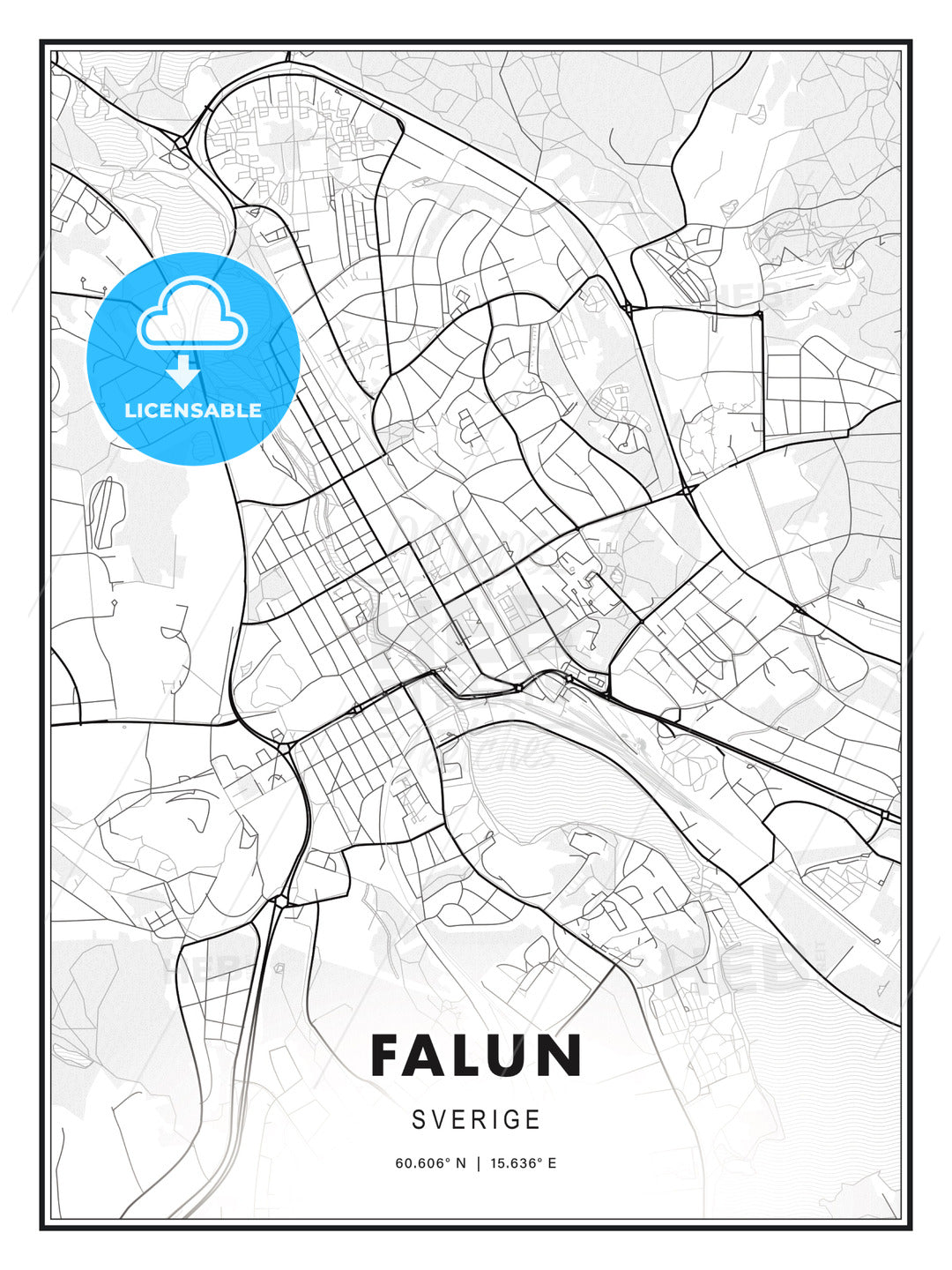 Falun, Sweden, Modern Print Template in Various Formats - HEBSTREITS Sketches