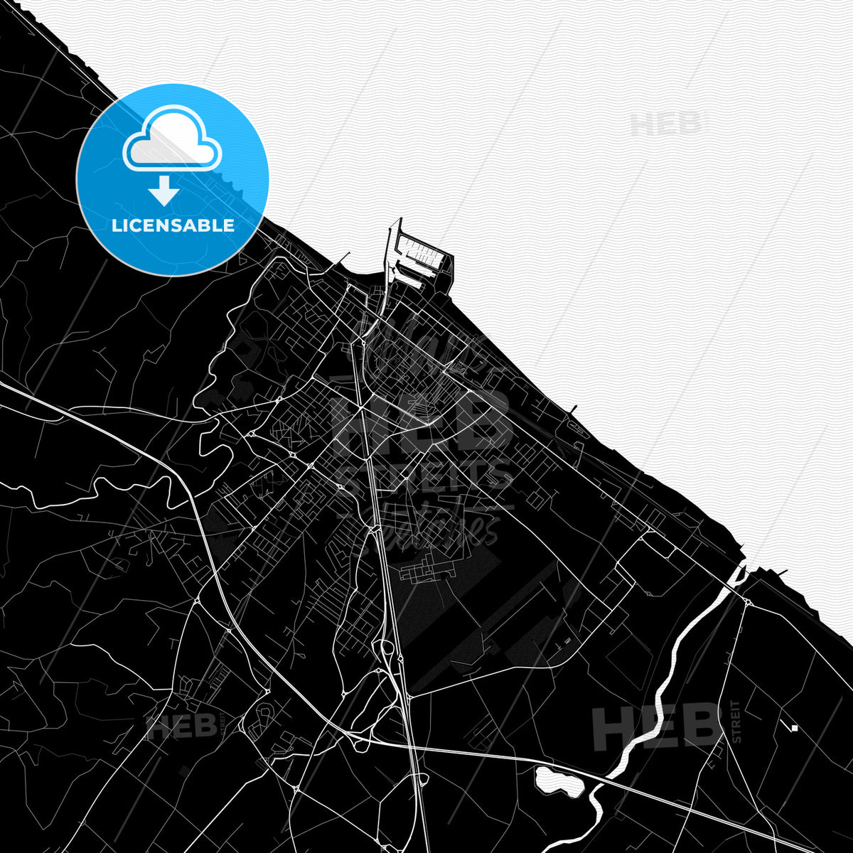 Fano Maps Fano, Italy Pdf Vector Map Black And White – HEBSTREITS