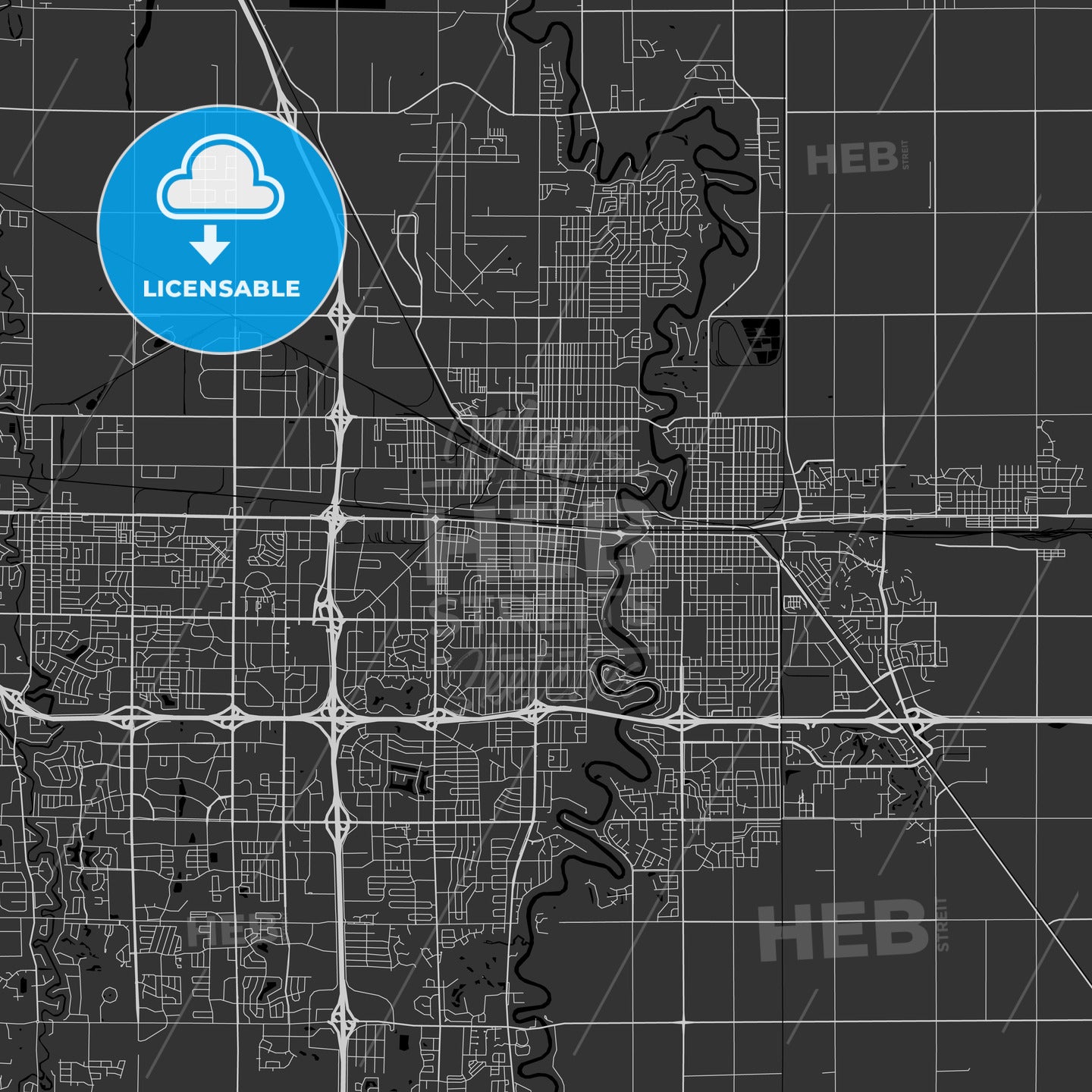 Fargo, North Dakota - Area Map - Dark