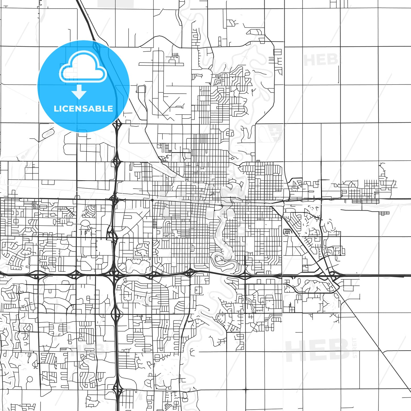 Fargo, North Dakota - Area Map - Light