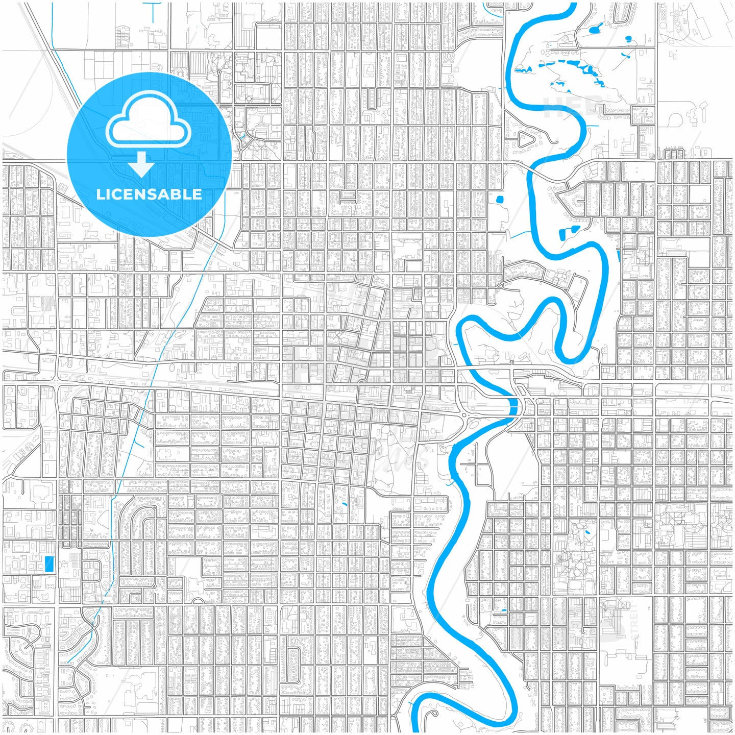 Fargo, North Dakota, United States, city map with high quality roads.