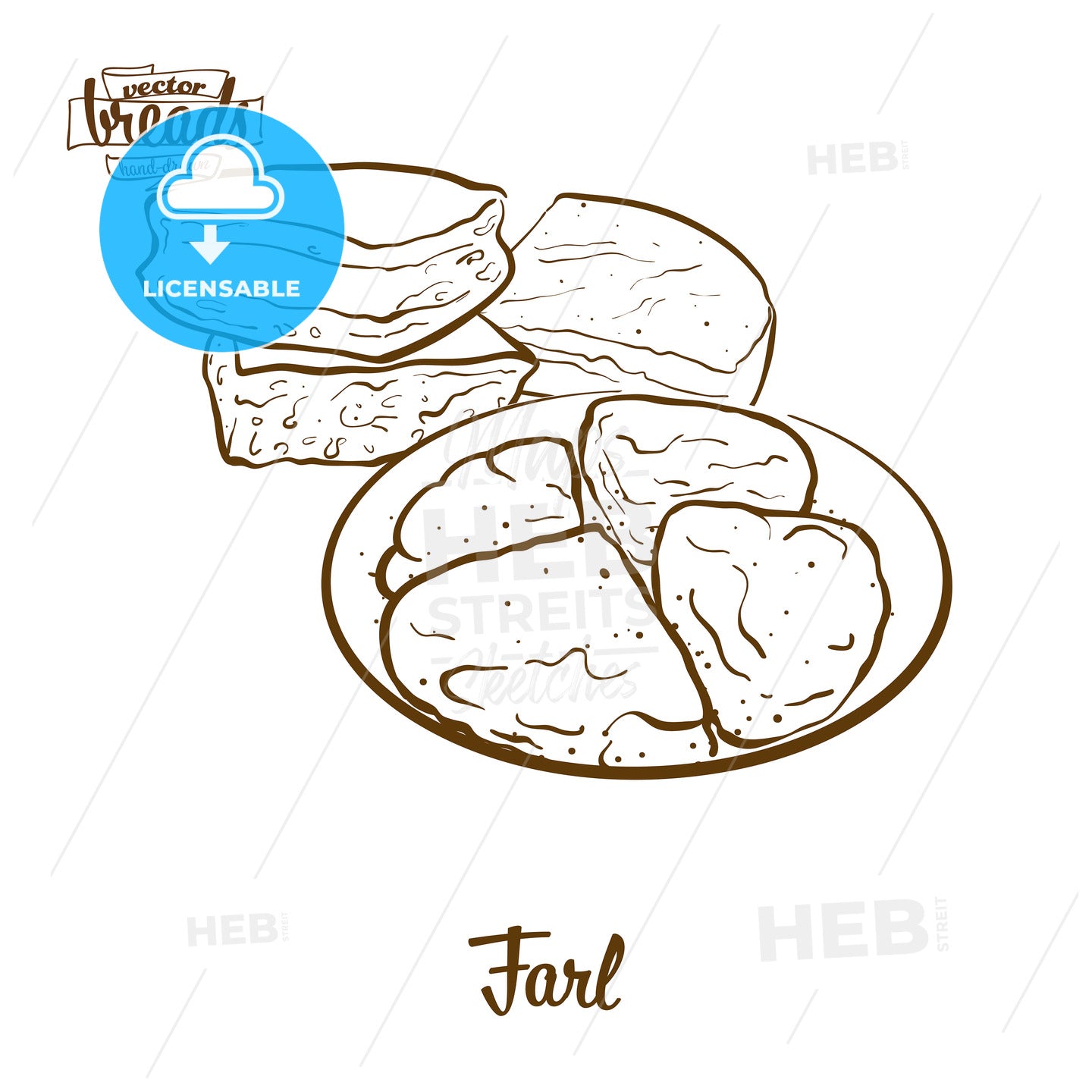 Farl bread vector drawing – instant download