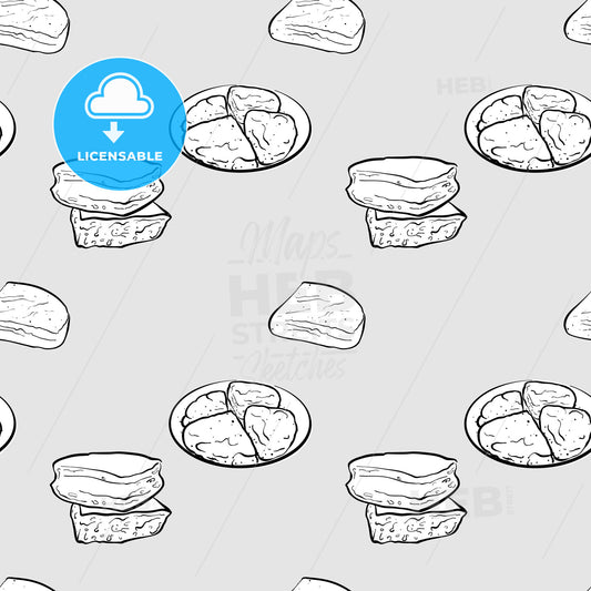 Farl seamless pattern greyscale drawing – instant download