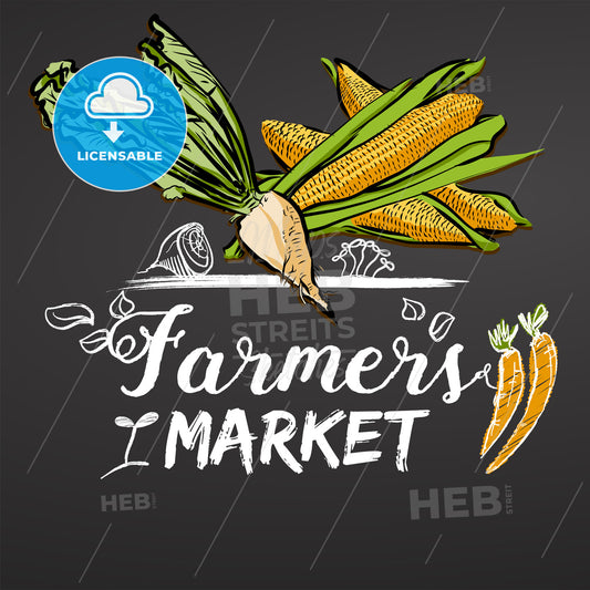 Farmers Market Sketched Banner on Chalkboard – instant download