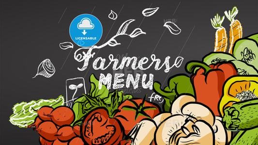 Farmers Menu Vegetables and Doodles – instant download