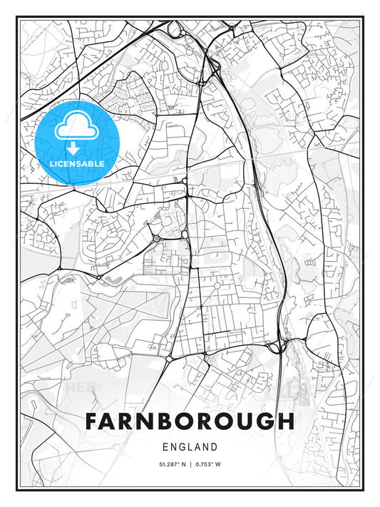 Farnborough, England, Modern Print Template in Various Formats - HEBSTREITS Sketches