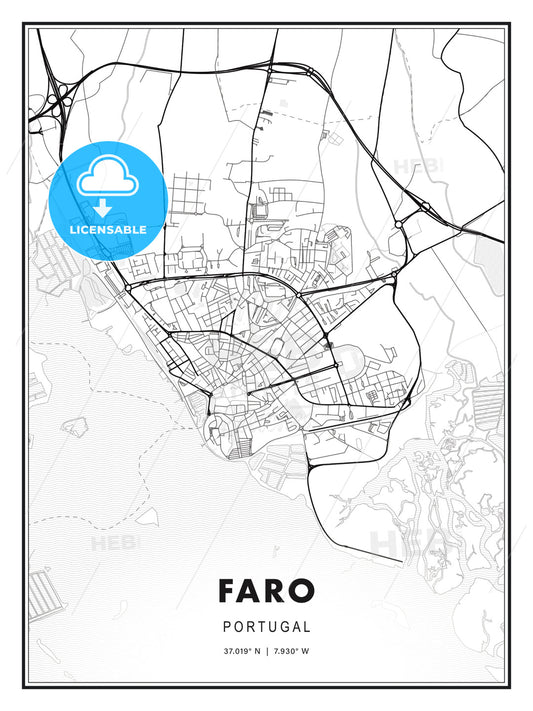 Faro, Portugal, Modern Print Template in Various Formats - HEBSTREITS Sketches