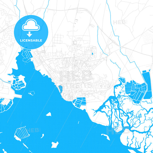 Faro, Portugal PDF vector map with water in focus