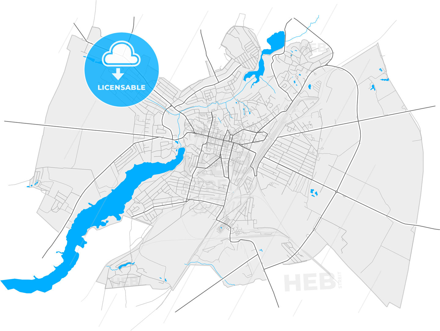 Fastiv, Kiev Oblast, Ukraine, high quality vector map