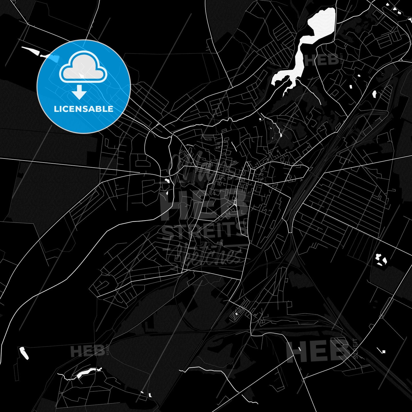 Fastiv, Ukraine Pdf Vector Map Black And White – HEBSTREITS