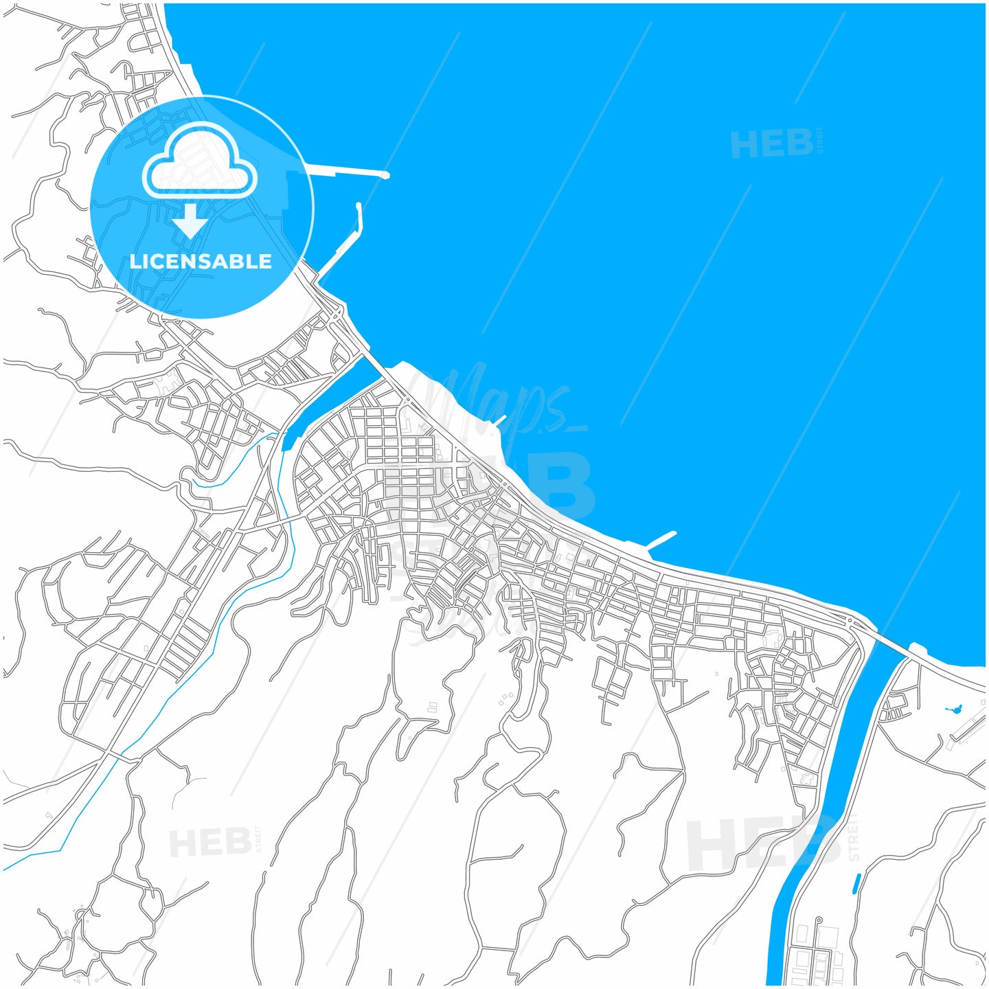 Fatsa, Ordu, Turkey, city map with high quality roads.