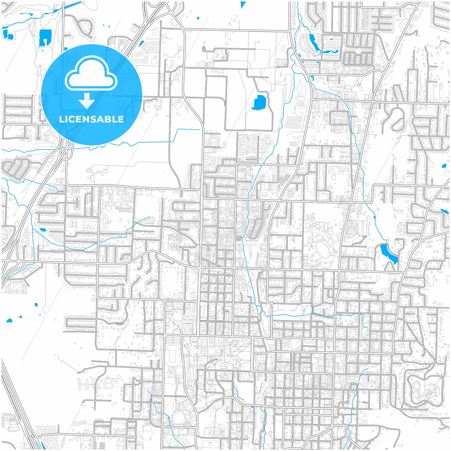 Fayetteville, Arkansas, United States, city map with high quality roads.