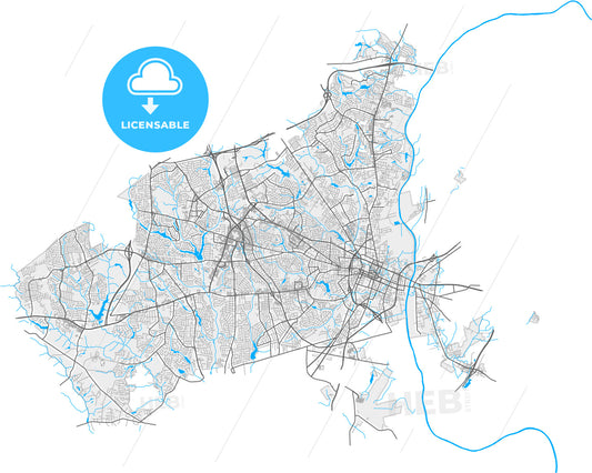 Fayetteville, North Carolina, United States, high quality vector map