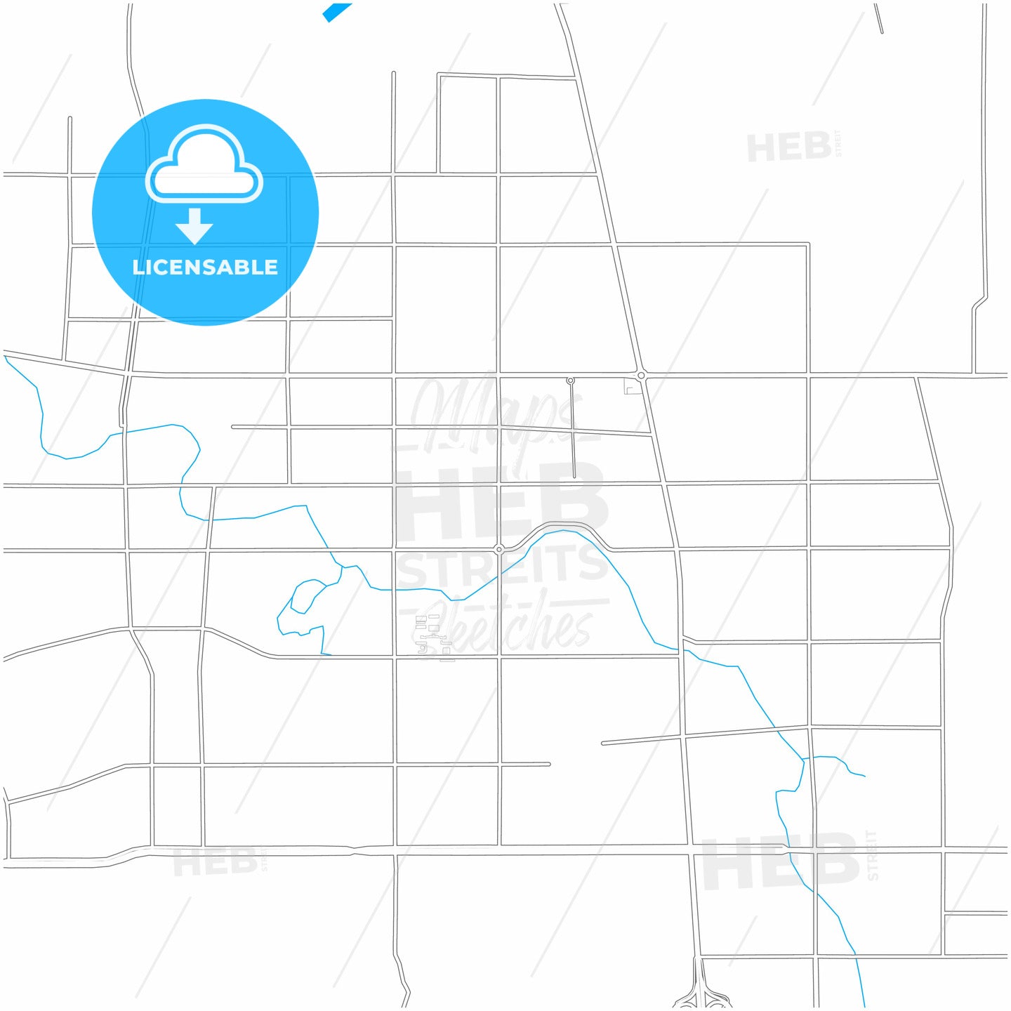 Feicheng, Shandong, China, city map with high quality roads.