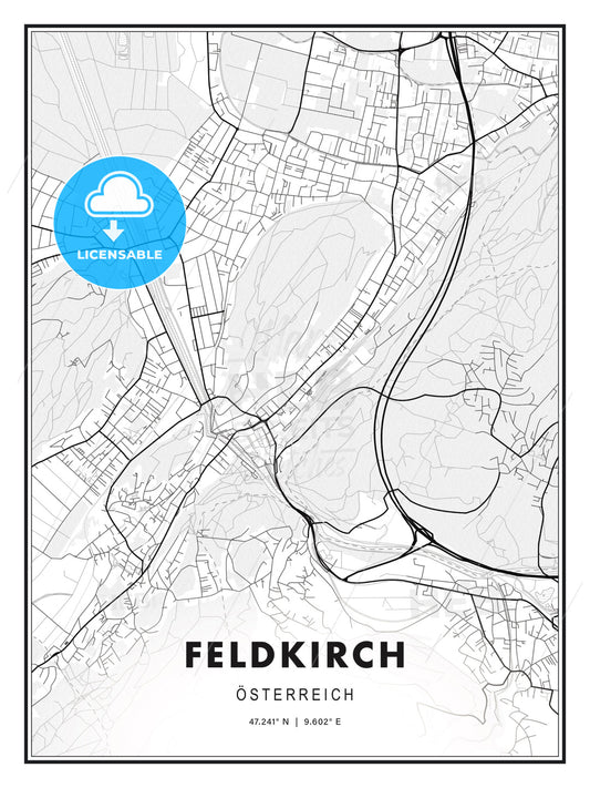 Feldkirch, Austria, Modern Print Template in Various Formats - HEBSTREITS Sketches