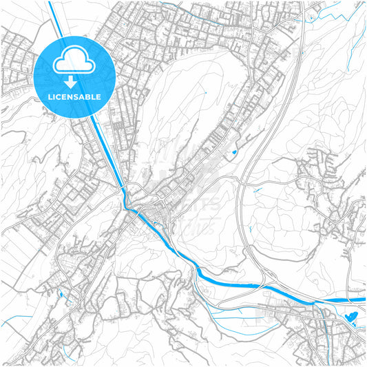Feldkirch, Vorarlberg, Austria, city map with high quality roads.