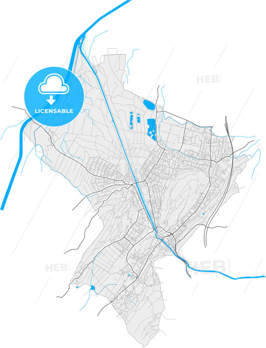 Feldkirch, Vorarlberg, Austria, high quality vector map