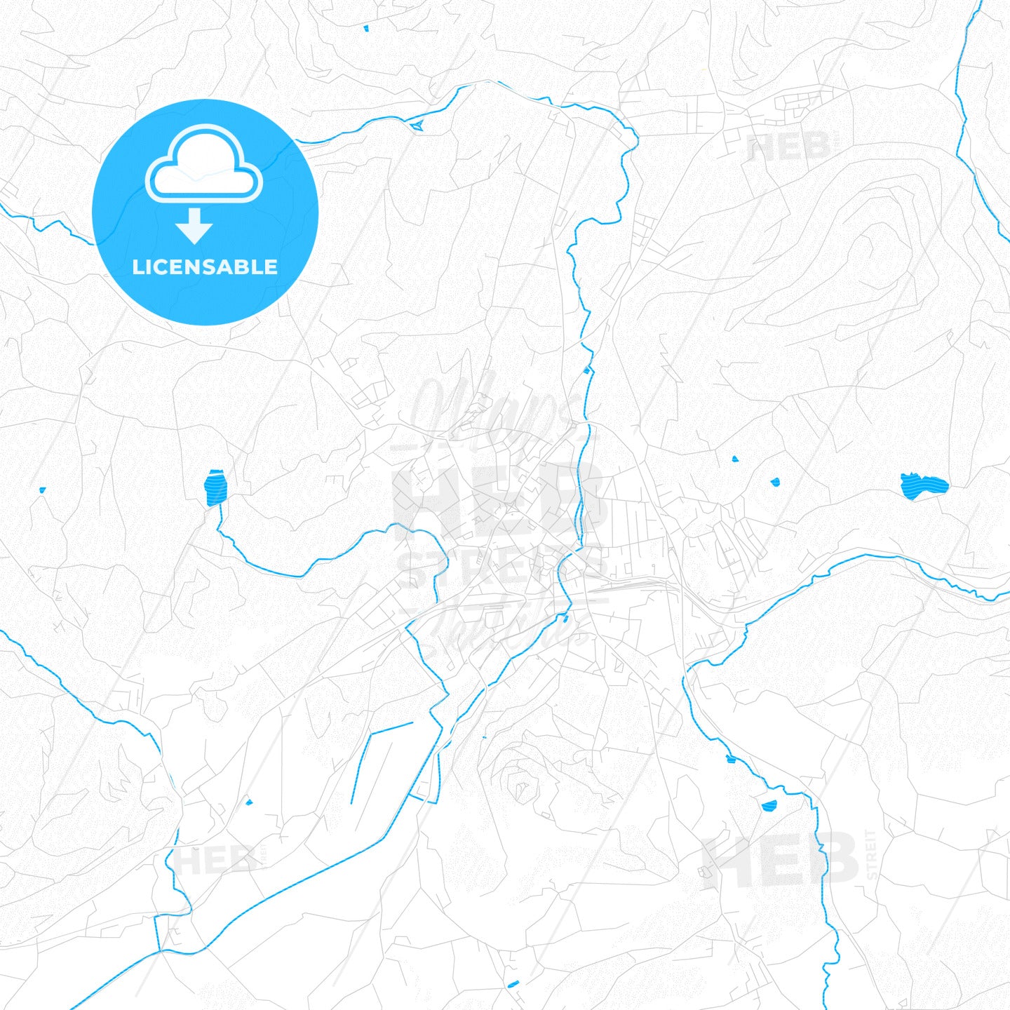 Feldkirchen, Austria PDF vector map with water in focus