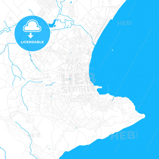 Feodosiya, Ukraine PDF vector map with water in focus