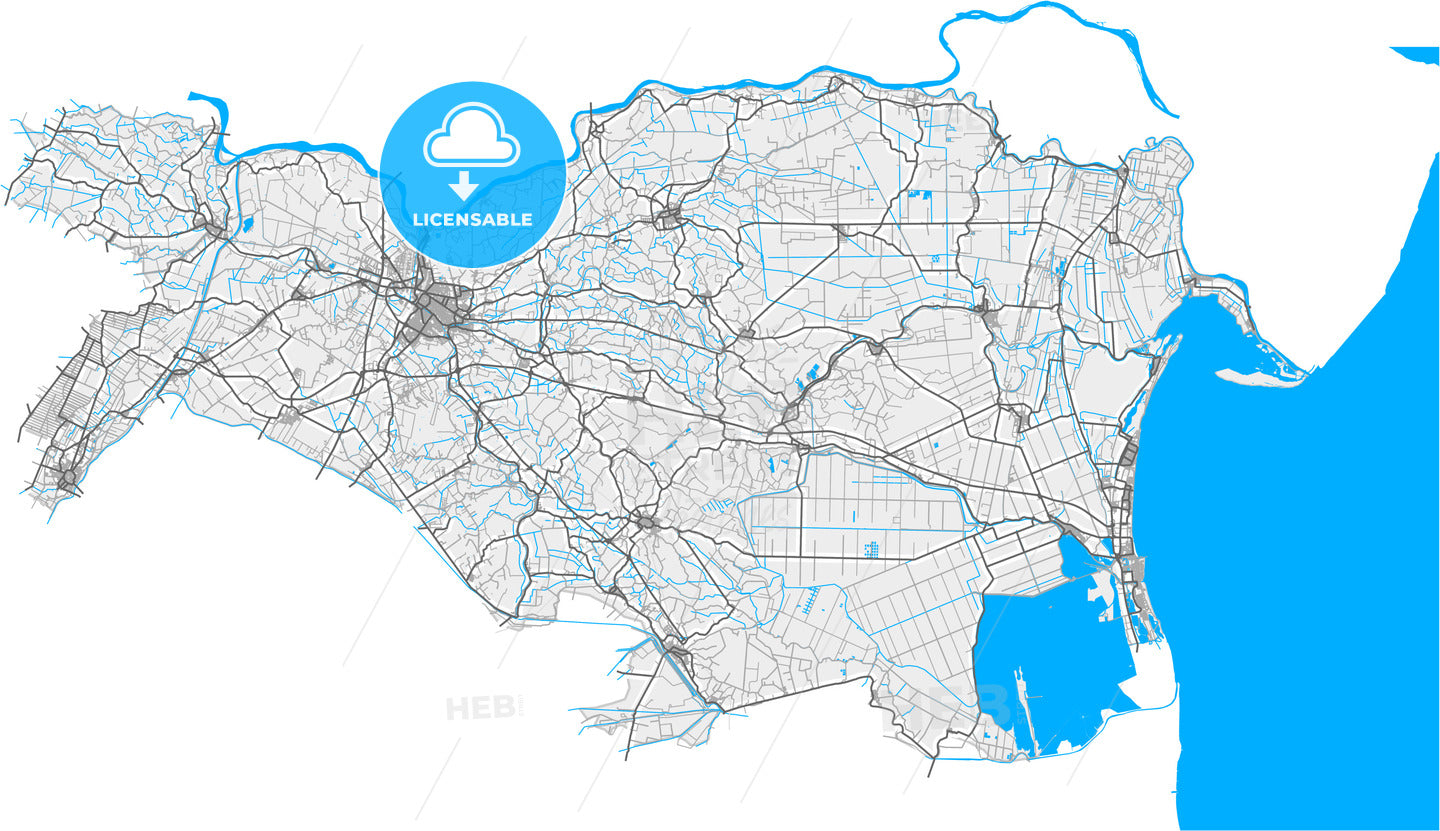 Ferrara, Emilia-Romagna, Italy, high quality vector map