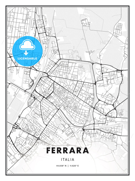 Ferrara, Italy, Modern Print Template in Various Formats - HEBSTREITS Sketches