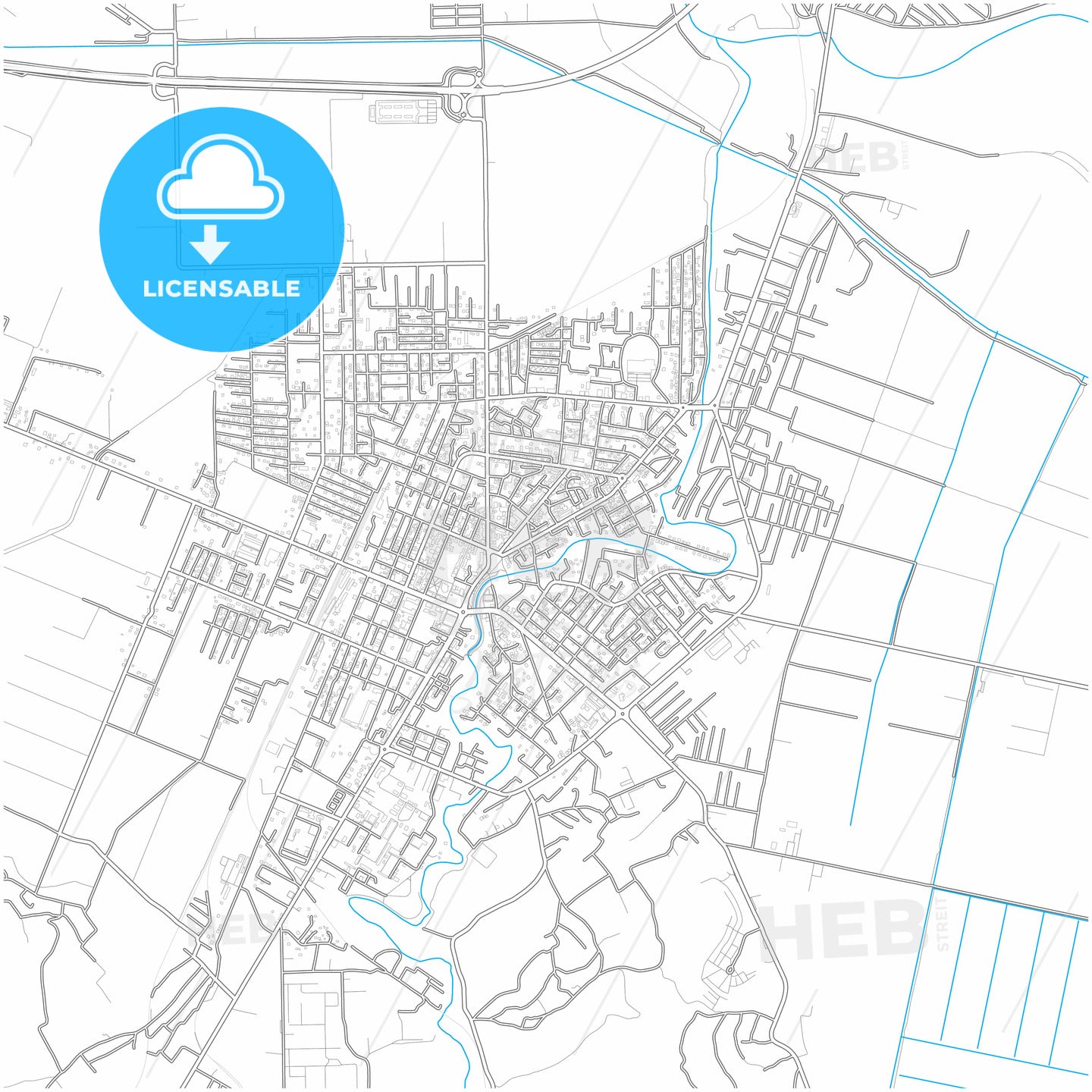 Fier, Albania, city map with high quality roads.