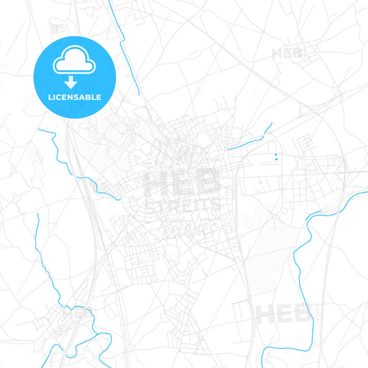 Figueres, Spain PDF vector map with water in focus