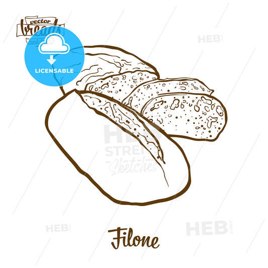 Filone bread vector drawing – instant download