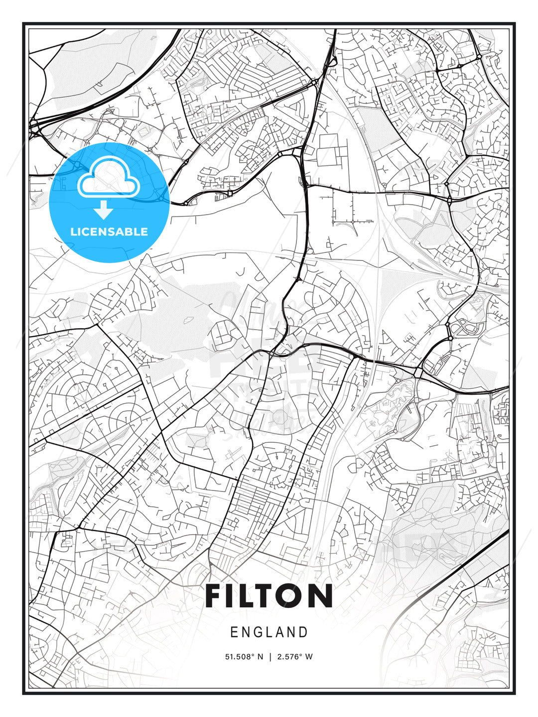 Filton, England, Modern Print Template in Various Formats - HEBSTREITS Sketches