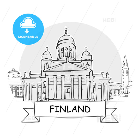 Finland hand-drawn urban vector sign – instant download