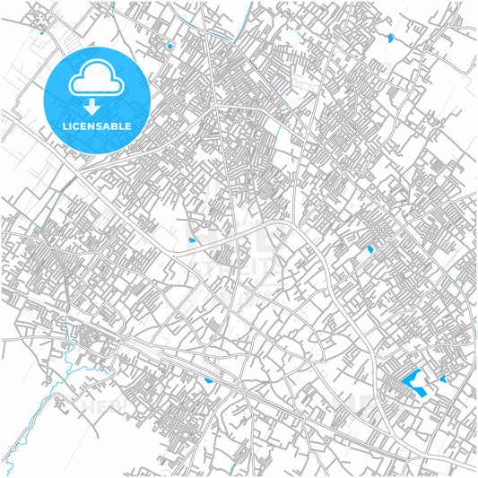 Firozabad, Uttar Pradesh, India, city map with high quality roads.