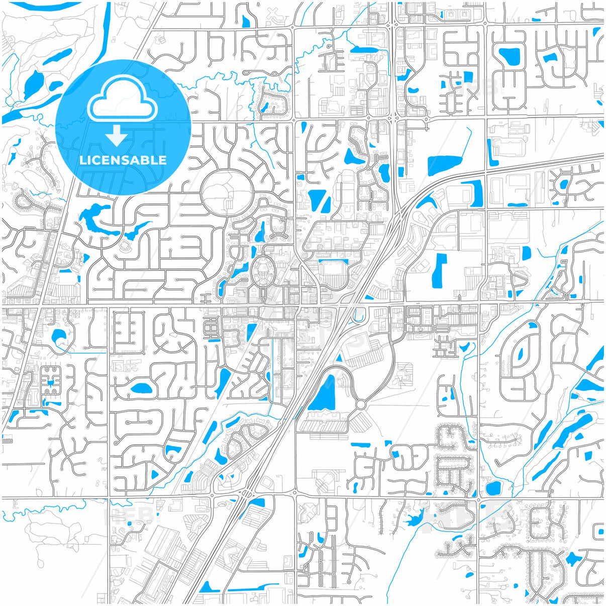 Fishers, Indiana, United States, city map with high resolution roads ...