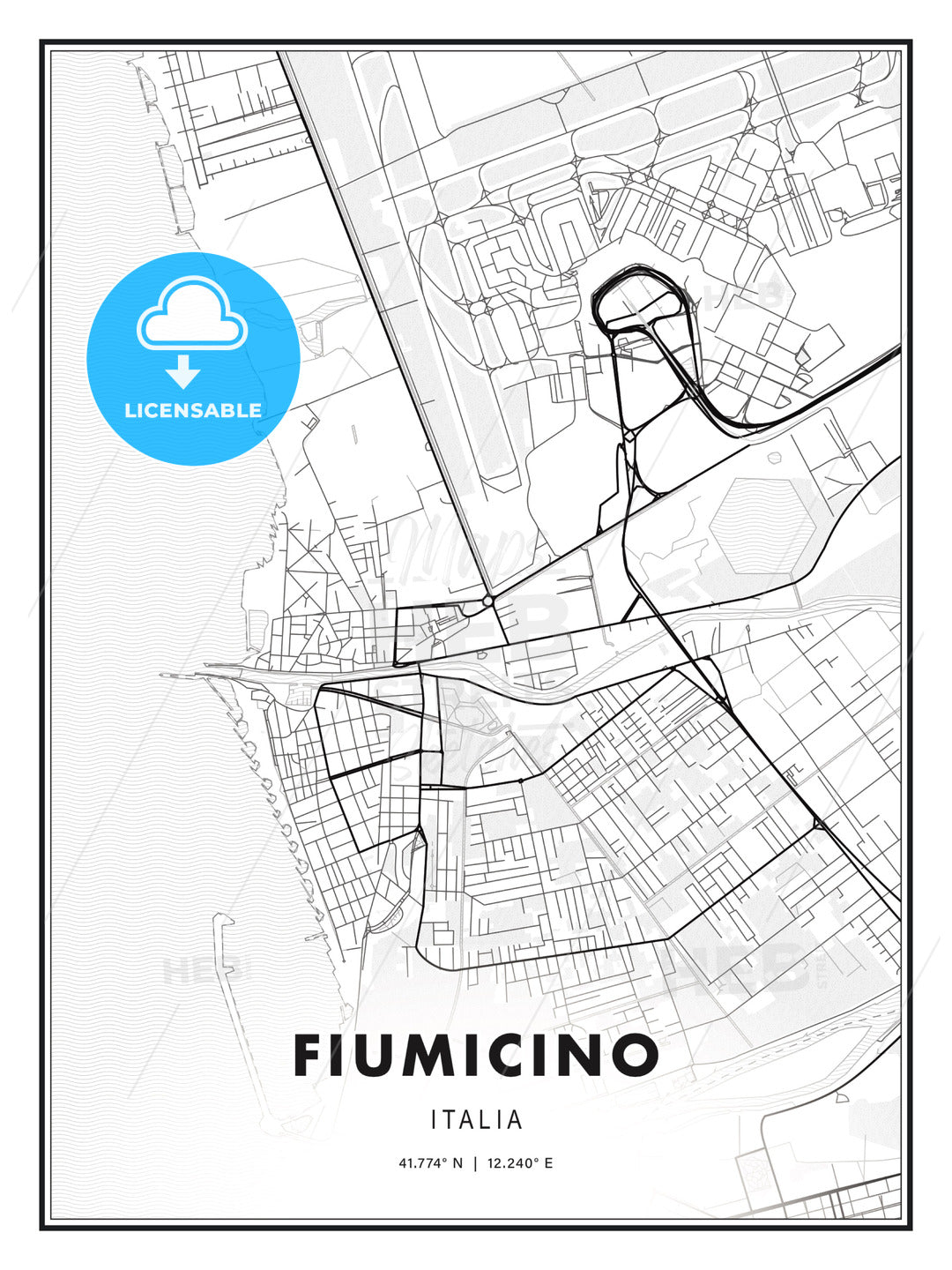 Fiumicino, Italy, Modern Print Template in Various Formats - HEBSTREITS Sketches