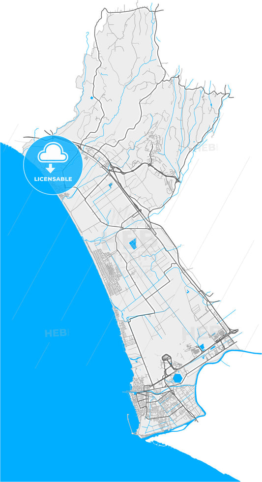 Fiumicino, Lazio, Italy, high quality vector map