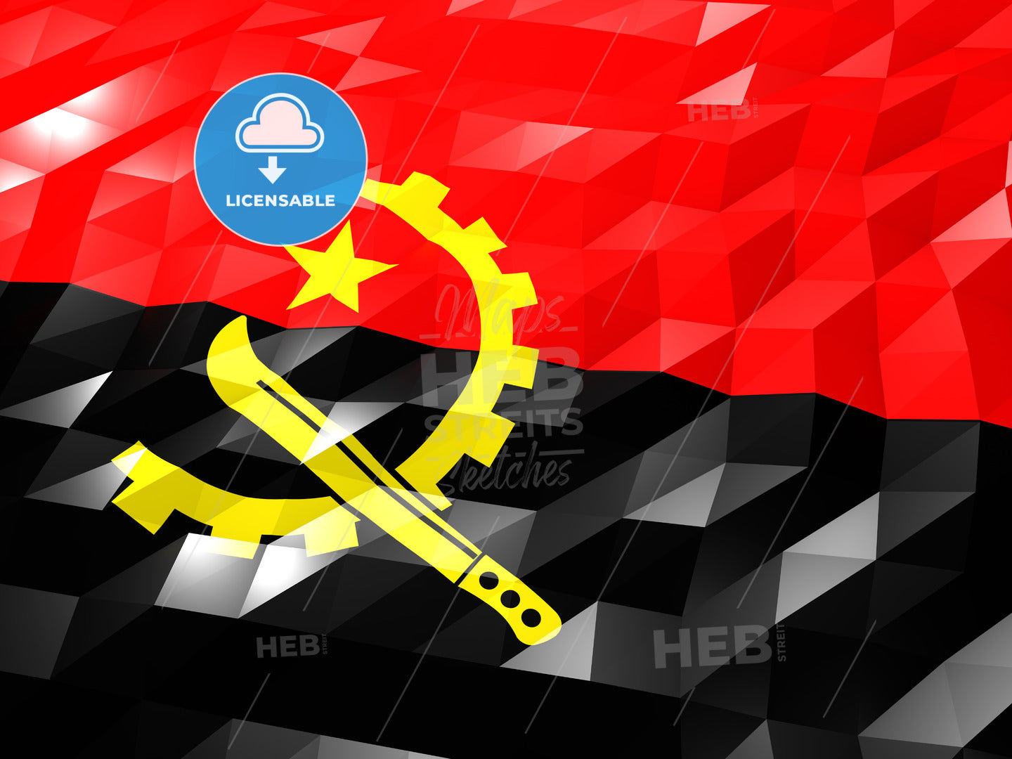 Flag of Angola 3D Wallpaper Illustration – instant download