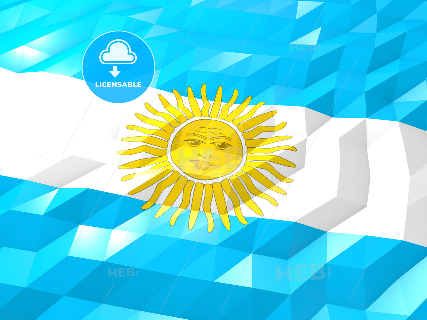 Flag of Argentina 3D Wallpaper Illustration – instant download
