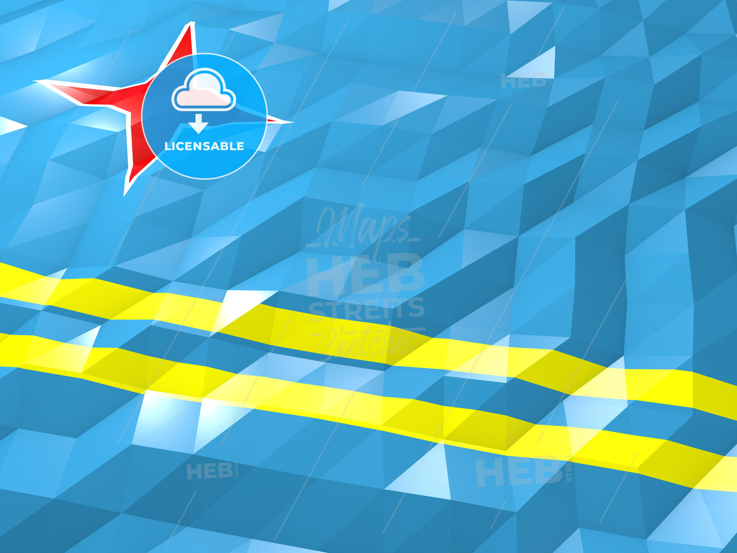 Flag of Aruba 3D Wallpaper Illustration – instant download