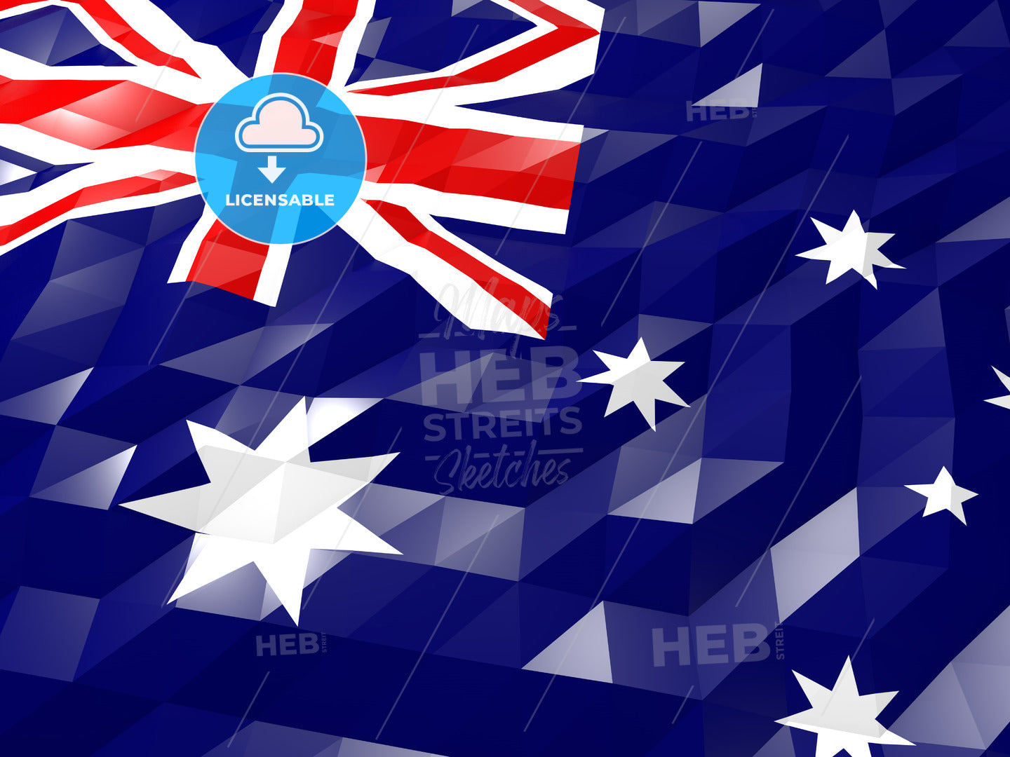 Flag of Australia 3D Wallpaper Illustration – instant download