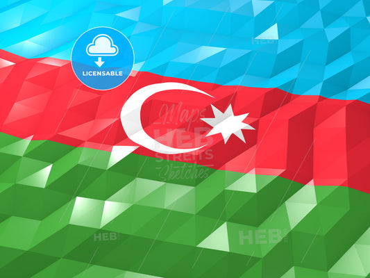 Flag of Azerbaijan 3D Wallpaper Illustration – instant download