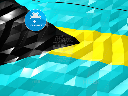 Flag of Bahamas 3D Wallpaper Illustration – instant download