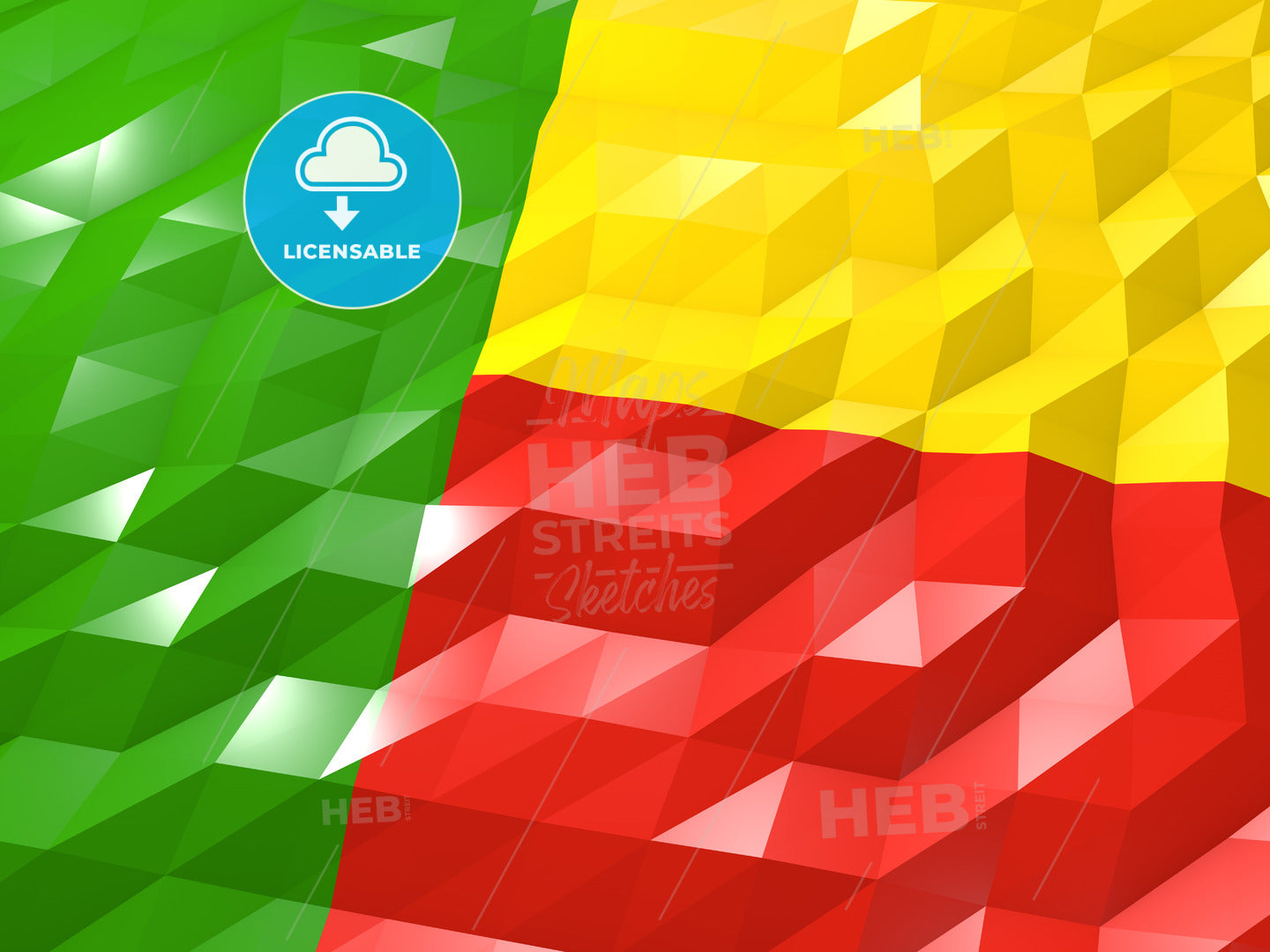 Flag of Benin 3D Wallpaper Illustration – instant download
