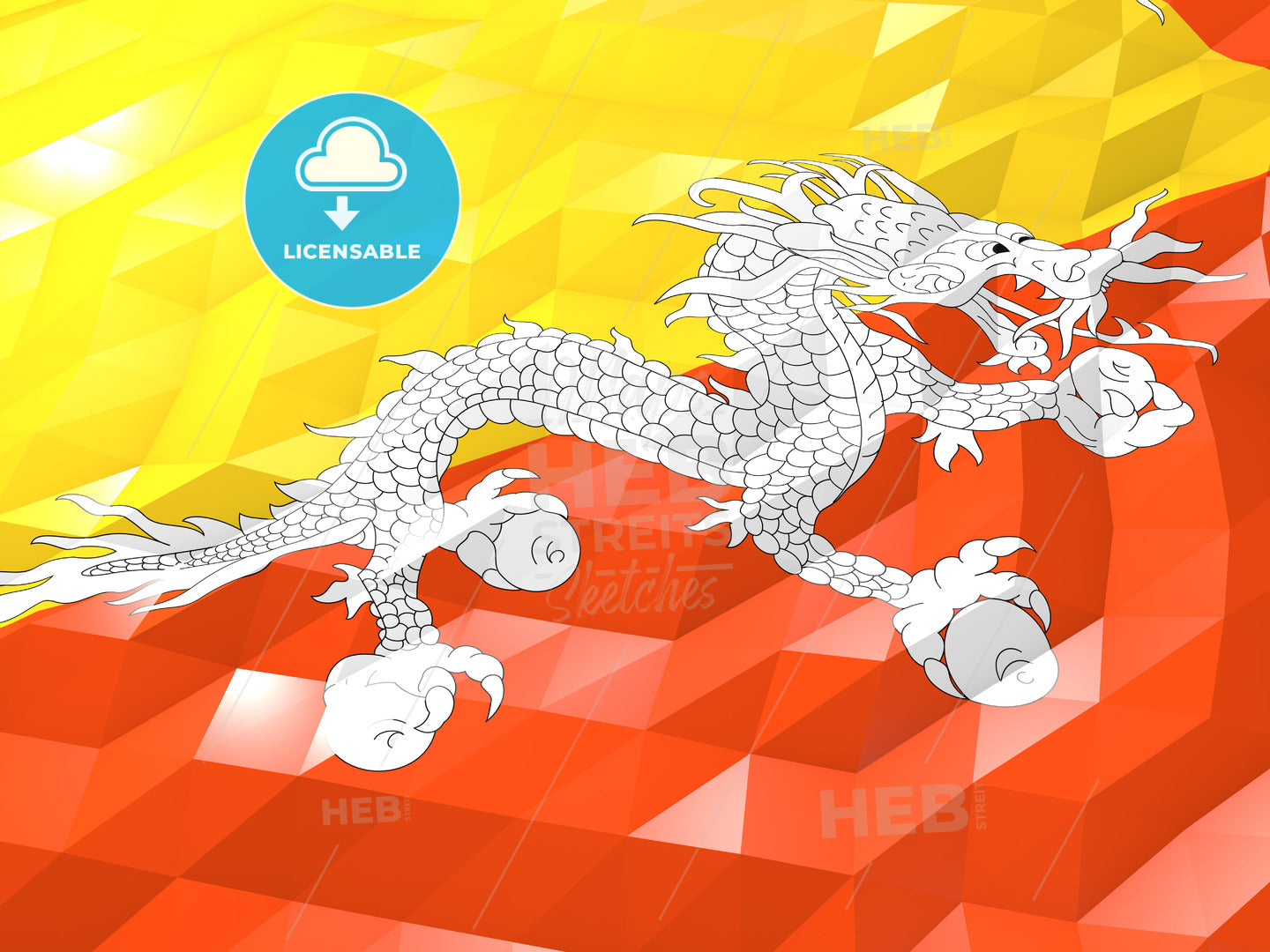 Flag of Bhutan 3D Wallpaper Illustration – instant download