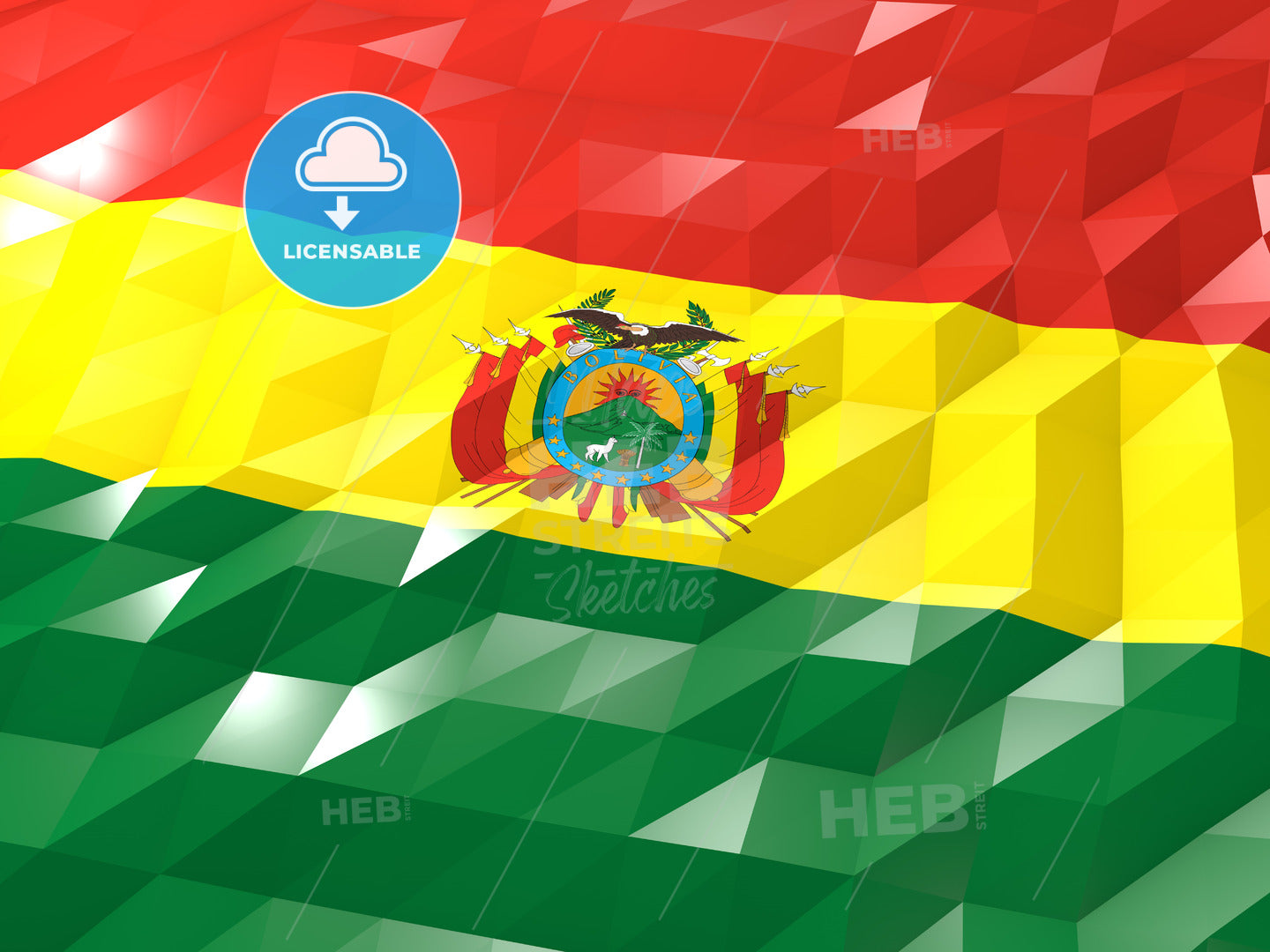 Flag of Bolivia 3D Wallpaper Illustration – instant download